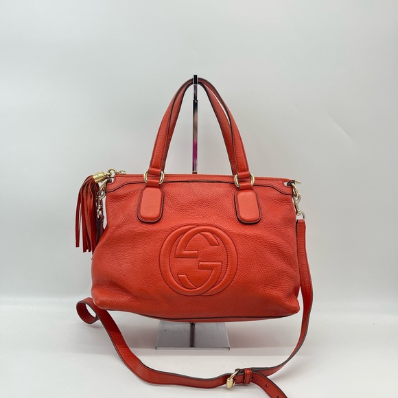 Gucci Handbags - Gucci GG Logo Leather Soho Tote Shoulder Bag